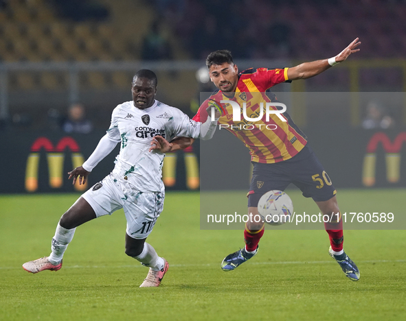 Santiago Pierotti of US Lecce is in action during the Serie A match between US Lecce and Empoli in Lecce, Italy, on November 8, 2024. 