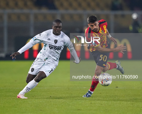 Santiago Pierotti of US Lecce is in action during the Serie A match between US Lecce and Empoli in Lecce, Italy, on November 8, 2024. 