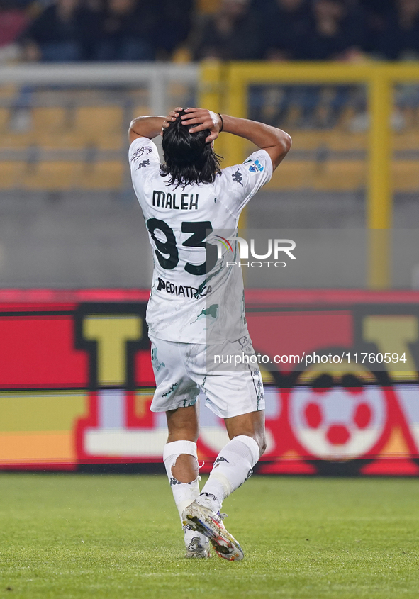 Youssef Maleh of Empoli FC is in action during the Serie A match between US Lecce and Empoli in Lecce, Italy, on November 8, 2024. 