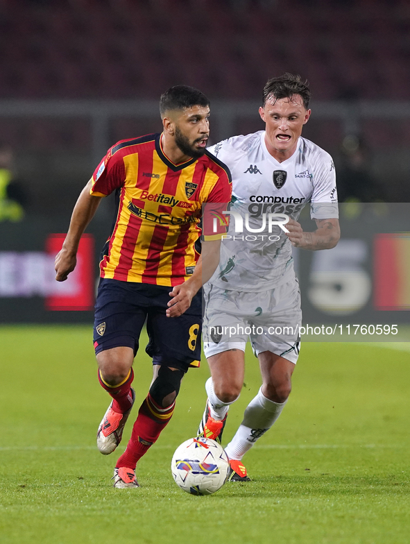 Hamza Rafia of US Lecce is in action during the Serie A match between US Lecce and Empoli in Lecce, Italy, on November 8, 2024. 