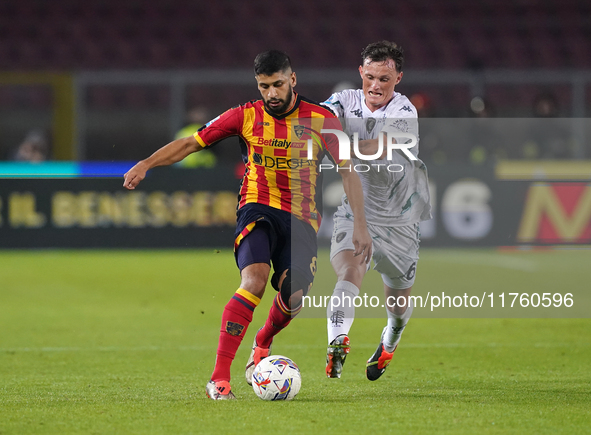 Hamza Rafia of US Lecce is in action during the Serie A match between US Lecce and Empoli in Lecce, Italy, on November 8, 2024. 