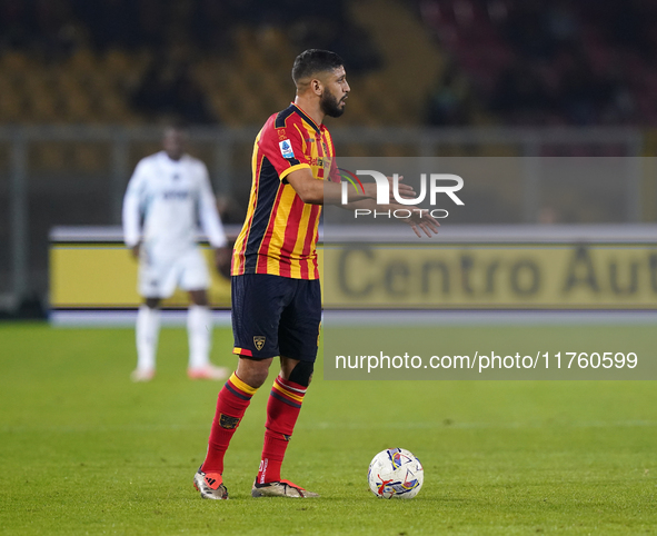 Hamza Rafia of US Lecce is in action during the Serie A match between US Lecce and Empoli in Lecce, Italy, on November 8, 2024. 