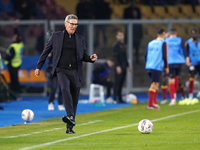 Luca Gotti, head coach of US Lecce, watches the Serie A match between US Lecce and Empoli in Lecce, Italy, on November 8, 2024. (