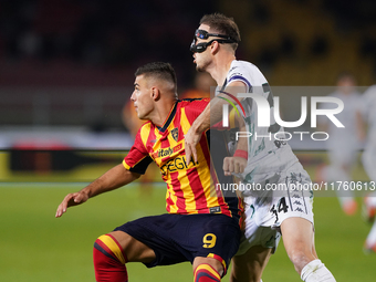 Nikola Krstovic of US Lecce is in action during the Serie A match between US Lecce and Empoli in Lecce, Italy, on November 8, 2024. (