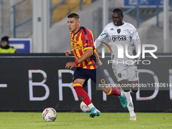 Nikola Krstovic of US Lecce is in action during the Serie A match between US Lecce and Empoli in Lecce, Italy, on November 8, 2024. (