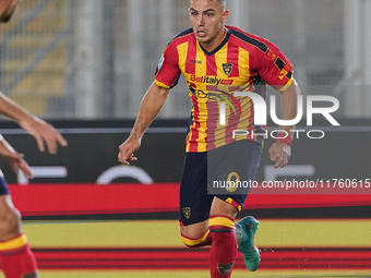 Nikola Krstovic of US Lecce is in action during the Serie A match between US Lecce and Empoli in Lecce, Italy, on November 8, 2024. (