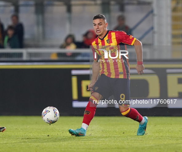 Nikola Krstovic of US Lecce is in action during the Serie A match between US Lecce and Empoli in Lecce, Italy, on November 8, 2024. 