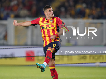 Nikola Krstovic of US Lecce is in action during the Serie A match between US Lecce and Empoli in Lecce, Italy, on November 8, 2024. (