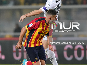 Nikola Krstovic of US Lecce is in action during the Serie A match between US Lecce and Empoli in Lecce, Italy, on November 8, 2024. (