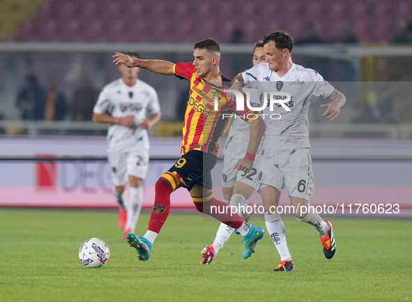 Nikola Krstovic of US Lecce is in action during the Serie A match between US Lecce and Empoli in Lecce, Italy, on November 8, 2024. 