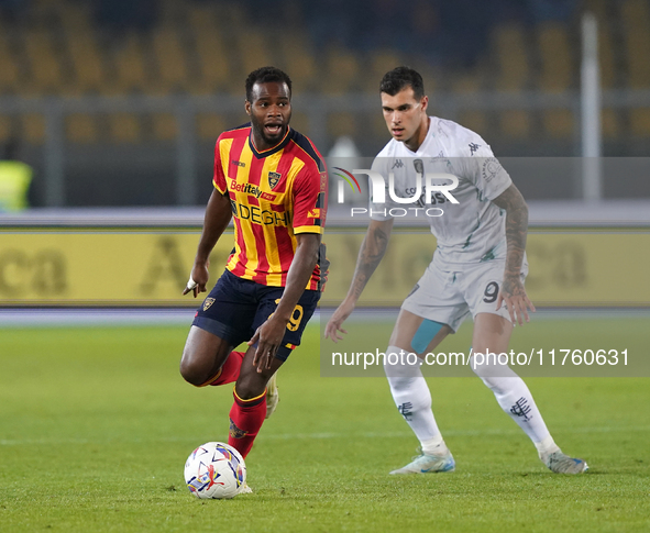 Lassana Coulibaly of US Lecce is in action during the Serie A match between US Lecce and Empoli in Lecce, Italy, on November 8, 2024. 