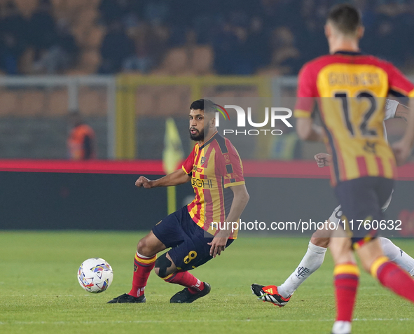 Hamza Rafia of US Lecce is in action during the Serie A match between US Lecce and Empoli in Lecce, Italy, on November 8, 2024. 