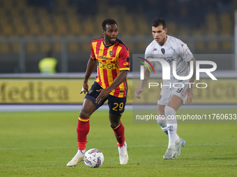 Lassana Coulibaly of US Lecce is in action during the Serie A match between US Lecce and Empoli in Lecce, Italy, on November 8, 2024. (