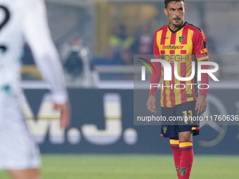 Nicola Sansone of US Lecce is in action during the Serie A match between US Lecce and Empoli in Lecce, Italy, on November 8, 2024. (