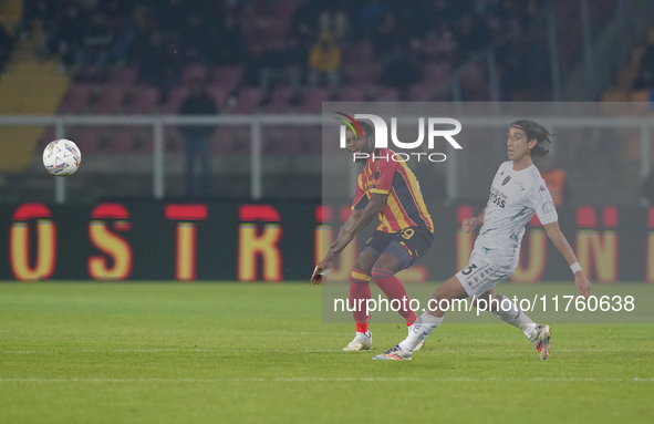 Lassana Coulibaly of US Lecce is in action during the Serie A match between US Lecce and Empoli in Lecce, Italy, on November 8, 2024. 