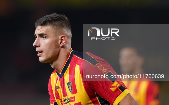 Nikola Krstovic of US Lecce is in action during the Serie A match between US Lecce and Empoli in Lecce, Italy, on November 8, 2024. 