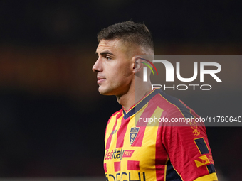 Nikola Krstovic of US Lecce is in action during the Serie A match between US Lecce and Empoli in Lecce, Italy, on November 8, 2024. (