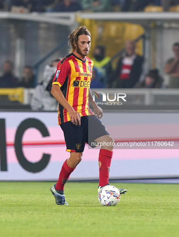 Antonino Gallo of US Lecce is in action during the Serie A match between US Lecce and Empoli in Lecce, Italy, on November 8, 2024. 