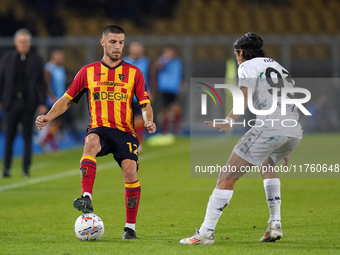 Frederic Gilbert of US Lecce plays during the Serie A match between US Lecce and Empoli in Lecce, Italy, on November 8, 2024. (