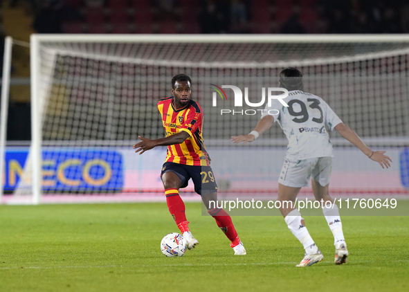 Lassana Coulibaly of US Lecce is in action during the Serie A match between US Lecce and Empoli in Lecce, Italy, on November 8, 2024. 