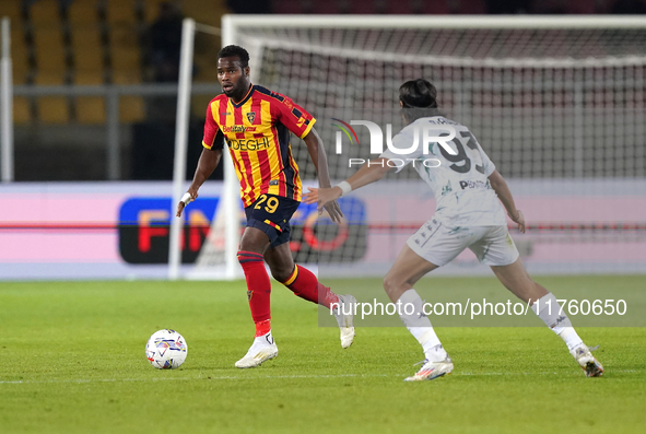 Lassana Coulibaly of US Lecce is in action during the Serie A match between US Lecce and Empoli in Lecce, Italy, on November 8, 2024. 