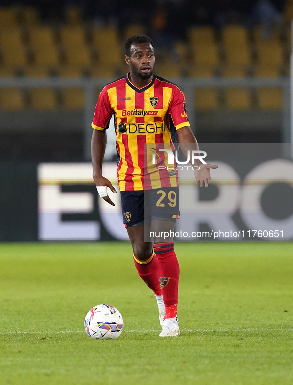 Lassana Coulibaly of US Lecce is in action during the Serie A match between US Lecce and Empoli in Lecce, Italy, on November 8, 2024. 