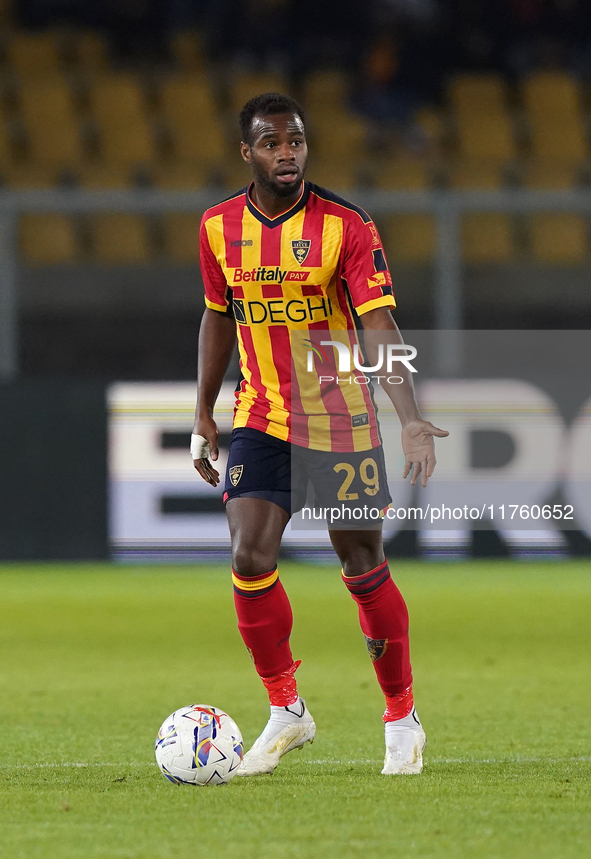 Lassana Coulibaly of US Lecce is in action during the Serie A match between US Lecce and Empoli in Lecce, Italy, on November 8, 2024. 