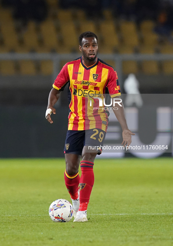 Lassana Coulibaly of US Lecce is in action during the Serie A match between US Lecce and Empoli in Lecce, Italy, on November 8, 2024. 