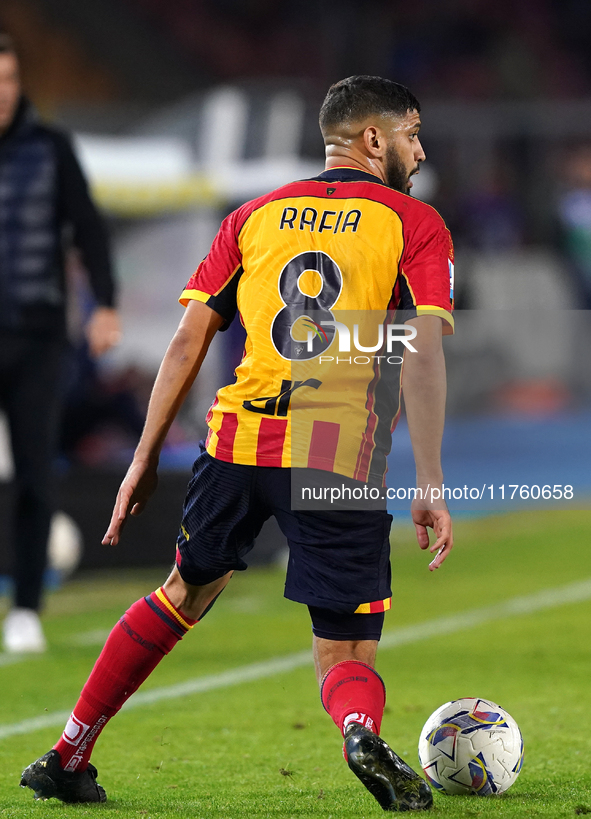 Hamza Rafia of US Lecce is in action during the Serie A match between US Lecce and Empoli in Lecce, Italy, on November 8, 2024. 