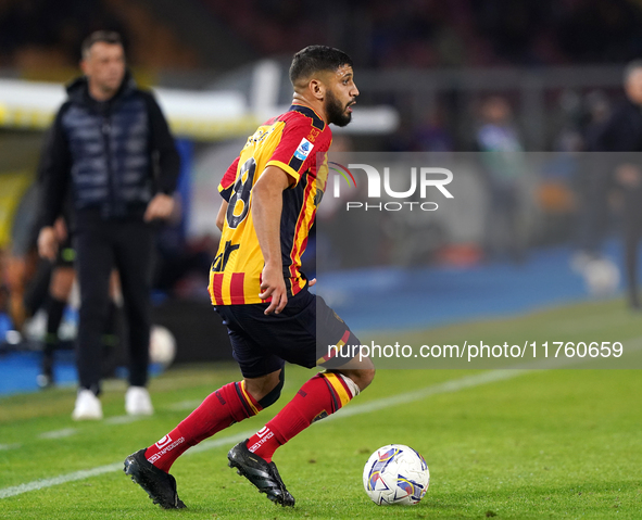 Hamza Rafia of US Lecce is in action during the Serie A match between US Lecce and Empoli in Lecce, Italy, on November 8, 2024. 