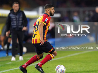 Hamza Rafia of US Lecce is in action during the Serie A match between US Lecce and Empoli in Lecce, Italy, on November 8, 2024. (