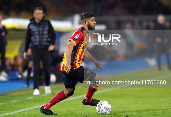 Hamza Rafia of US Lecce is in action during the Serie A match between US Lecce and Empoli in Lecce, Italy, on November 8, 2024. 