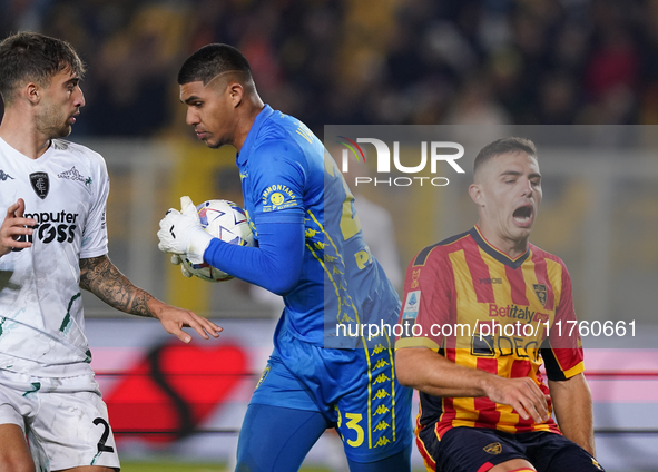 Nikola Krstovic of US Lecce is in action during the Serie A match between US Lecce and Empoli in Lecce, Italy, on November 8, 2024. 