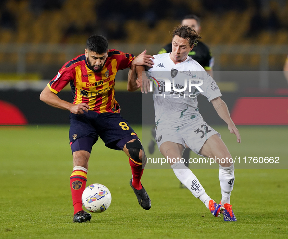 Hamza Rafia of US Lecce is in action during the Serie A match between US Lecce and Empoli in Lecce, Italy, on November 8, 2024. 