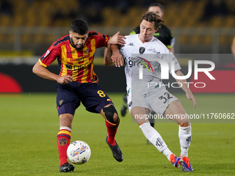 Hamza Rafia of US Lecce is in action during the Serie A match between US Lecce and Empoli in Lecce, Italy, on November 8, 2024. (