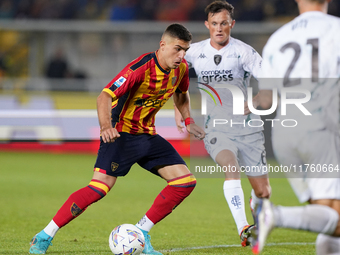 Nikola Krstovic of US Lecce is in action during the Serie A match between US Lecce and Empoli in Lecce, Italy, on November 8, 2024. (