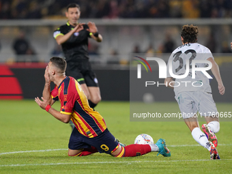 Nikola Krstovic of US Lecce is in action during the Serie A match between US Lecce and Empoli in Lecce, Italy, on November 8, 2024. (