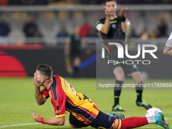 Nikola Krstovic of US Lecce is in action during the Serie A match between US Lecce and Empoli in Lecce, Italy, on November 8, 2024. (