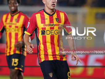 Nikola Krstovic of US Lecce is in action during the Serie A match between US Lecce and Empoli in Lecce, Italy, on November 8, 2024. (