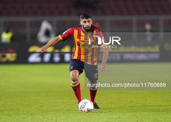 Hamza Rafia of US Lecce is in action during the Serie A match between US Lecce and Empoli in Lecce, Italy, on November 8, 2024. 