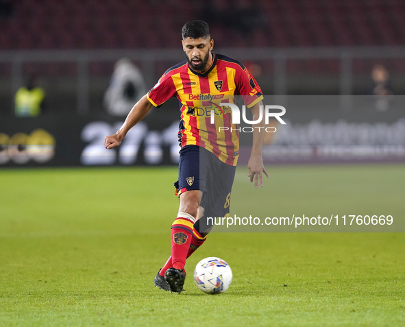 Hamza Rafia of US Lecce is in action during the Serie A match between US Lecce and Empoli in Lecce, Italy, on November 8, 2024. 