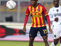 Patrick Dorgu of US Lecce is in action during the Serie A match between US Lecce and Empoli in Lecce, Italy, on November 8, 2024. (