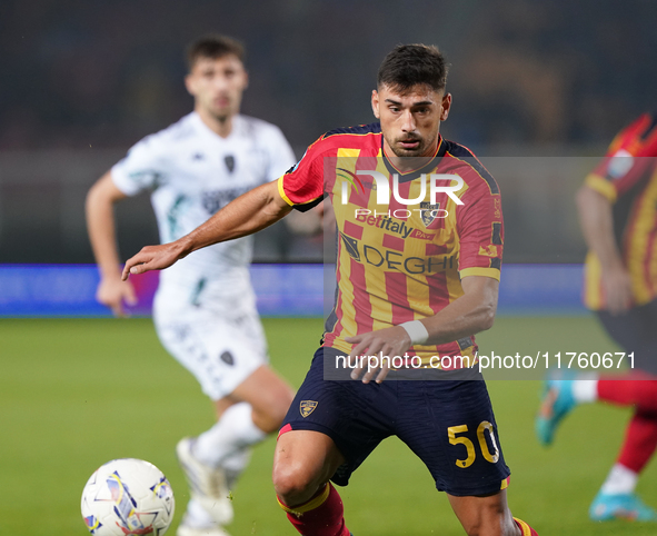 Santiago Pierotti of US Lecce is in action during the Serie A match between US Lecce and Empoli in Lecce, Italy, on November 8, 2024. 