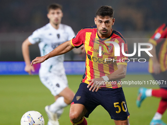 Santiago Pierotti of US Lecce is in action during the Serie A match between US Lecce and Empoli in Lecce, Italy, on November 8, 2024. (