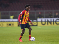 Patrick Dorgu of US Lecce is in action during the Serie A match between US Lecce and Empoli in Lecce, Italy, on November 8, 2024. (