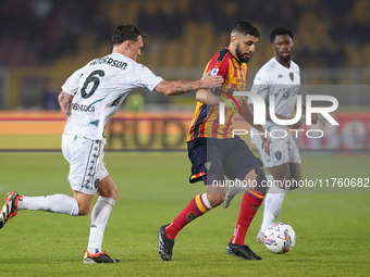 Hamza Rafia of US Lecce is in action during the Serie A match between US Lecce and Empoli in Lecce, Italy, on November 8, 2024. (