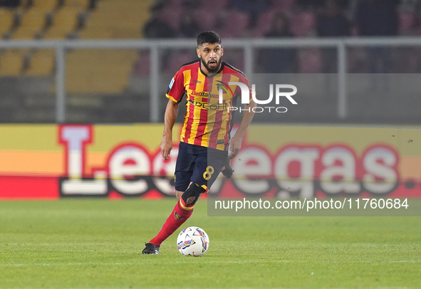 Hamza Rafia of US Lecce is in action during the Serie A match between US Lecce and Empoli in Lecce, Italy, on November 8, 2024. 