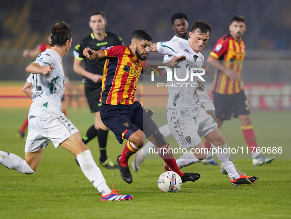 Hamza Rafia of US Lecce is in action during the Serie A match between US Lecce and Empoli in Lecce, Italy, on November 8, 2024. 