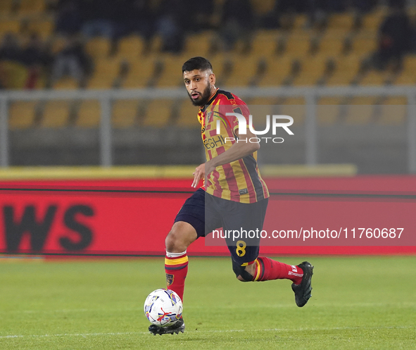 Hamza Rafia of US Lecce is in action during the Serie A match between US Lecce and Empoli in Lecce, Italy, on November 8, 2024. 