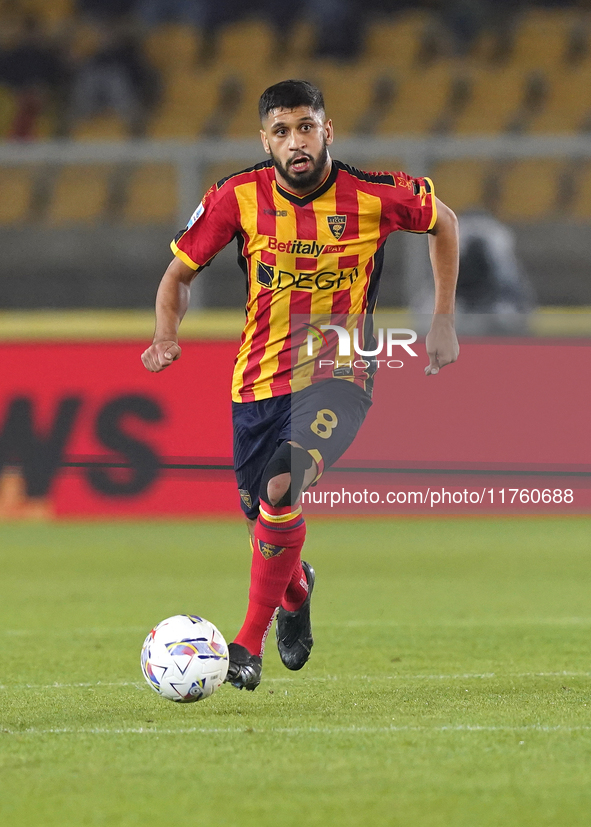 Hamza Rafia of US Lecce is in action during the Serie A match between US Lecce and Empoli in Lecce, Italy, on November 8, 2024. 